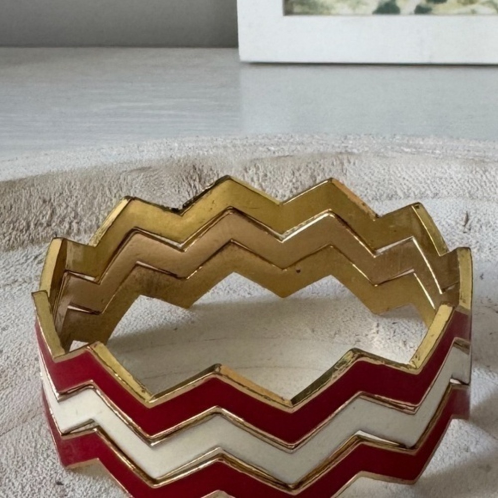 Red and Gold Chevron Bangles